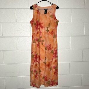 < Vintage K Studio Collection Orange Floral Dress >